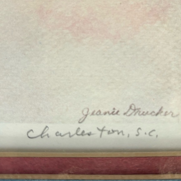 Jeanie Drucker Signed Double Matted Print Rainbow Row Charleston 22” x 14 5/8” - Picture 6 of 8